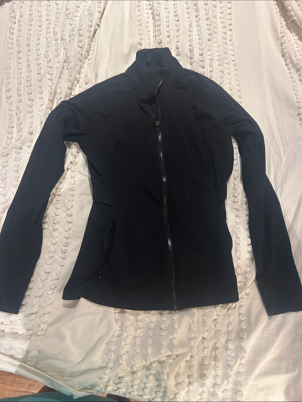 Fabletics Black Zip-Front Bomber Jacket